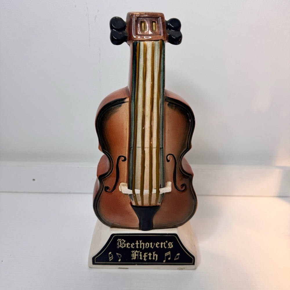 Vintage Beethovens Fifth Collectors Liquor Decanter Music Box (Plays!) Violin